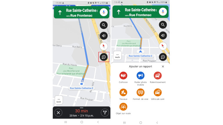 google maps signalement probleme route