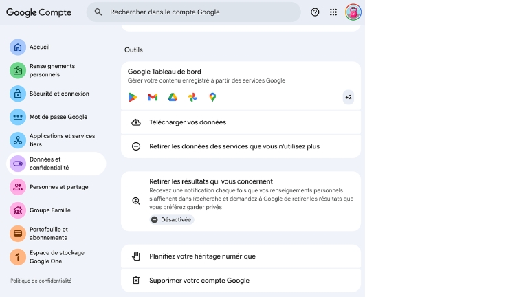 Pour acc&eacute;der &agrave; votre Patrimoine num&eacute;rique Google