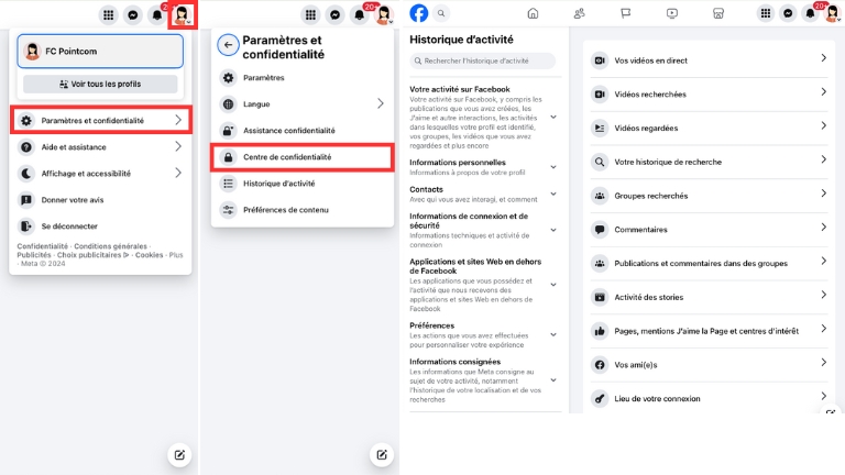 supprimer historique personnel Facebook ordinateur