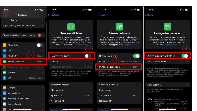 créer réseau sans fil iphone