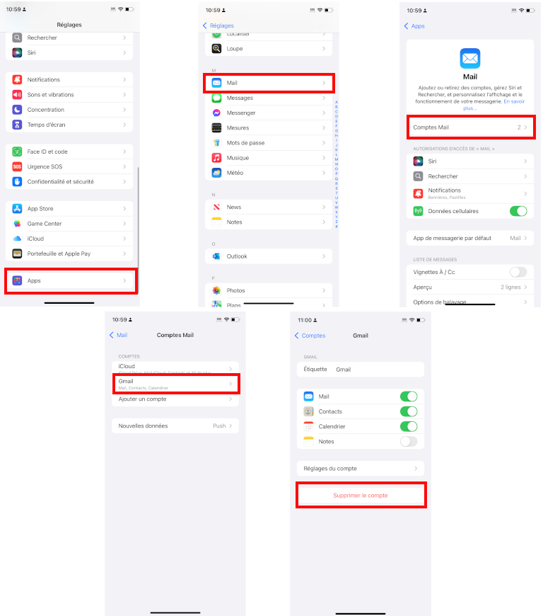 Comment retirer une adresse courriel sur Mail