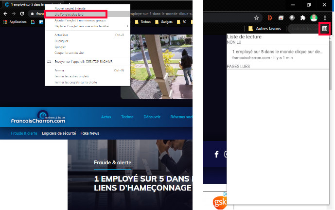 Lire plus tard navigateur Google Chrome