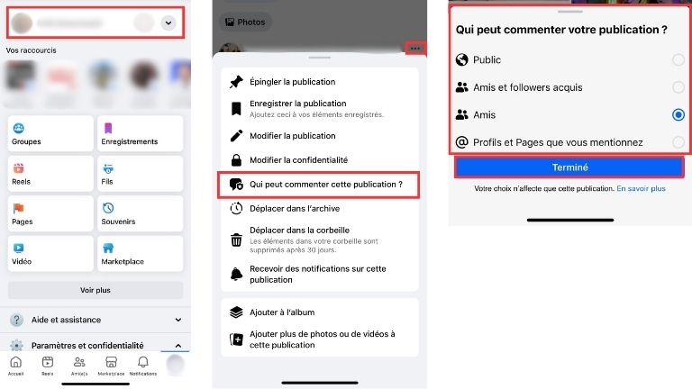 Voici les &eacute;tapes pour limiter les commentaires sur une publication Facebook publique &agrave; partir de l'application mobile