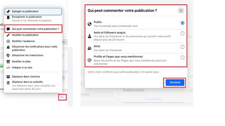 Voici les &eacute;tapes pour limiter les commentaires sur une publication Facebook publique &agrave; partir d'un ordinateur