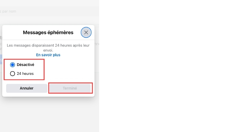 &Eacute;tapes pour activer une conversation avec messages &eacute;ph&eacute;m&egrave;res sur Messenger &agrave; partir d'un ordinateur