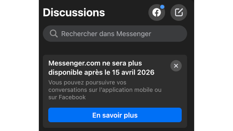 Message Messenger fermeture messenger.com