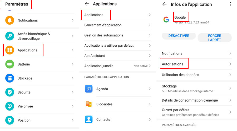 Étapes pour retirer autorisations au microphone application Google