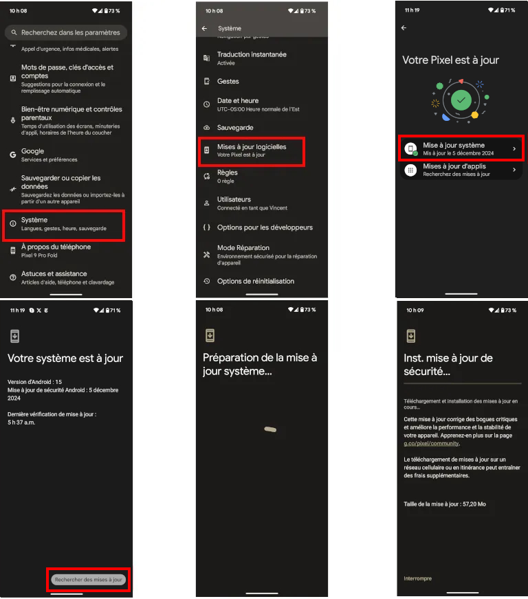 V&eacute;rification mise &agrave; jour Android