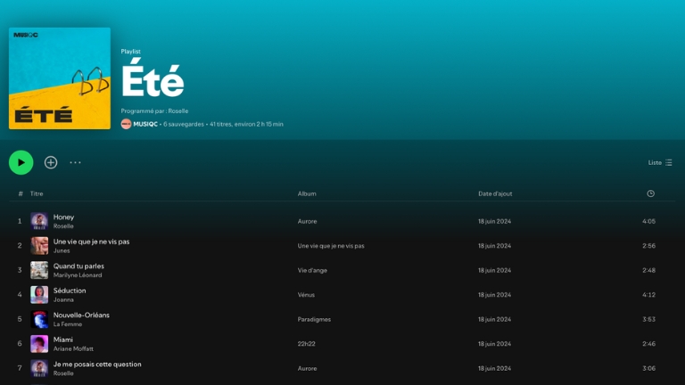 Une fois que notre choix est fait, la liste s'ouvre directement dans notre application habituelle, prête à être écoutée ou sauvegardée.