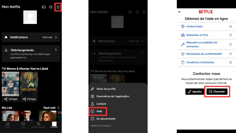 Voici comment communiquer avec le service client de Netflix Canada par clavardage.