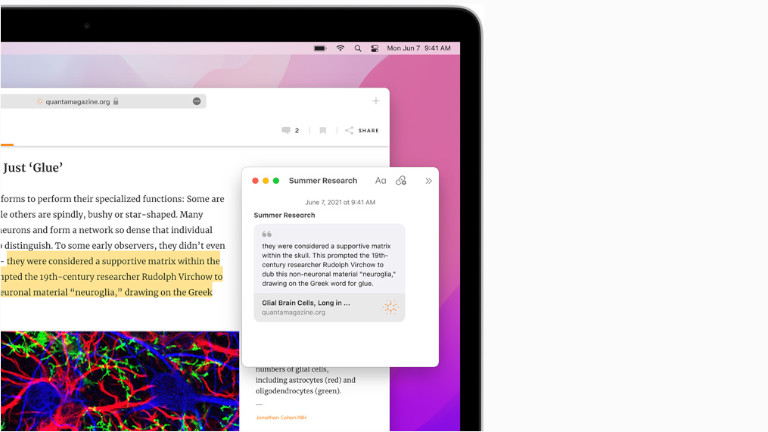 On pourra créer des notes rapides à partir de n'importe quelle application sur son Mac. Notes mise à jour macOS Monterey