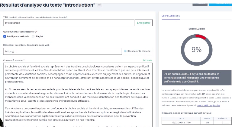 Outil détection Lucide.AI