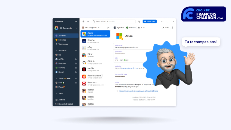 gestionnaire de mots de passe 1password