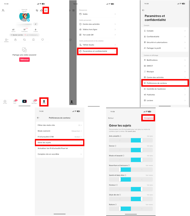 Personnaliser fil de vidéo Tik Tok
