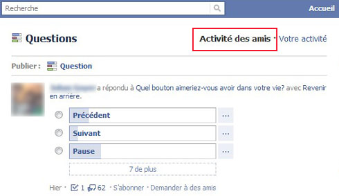 Questions/Sondages Facebook