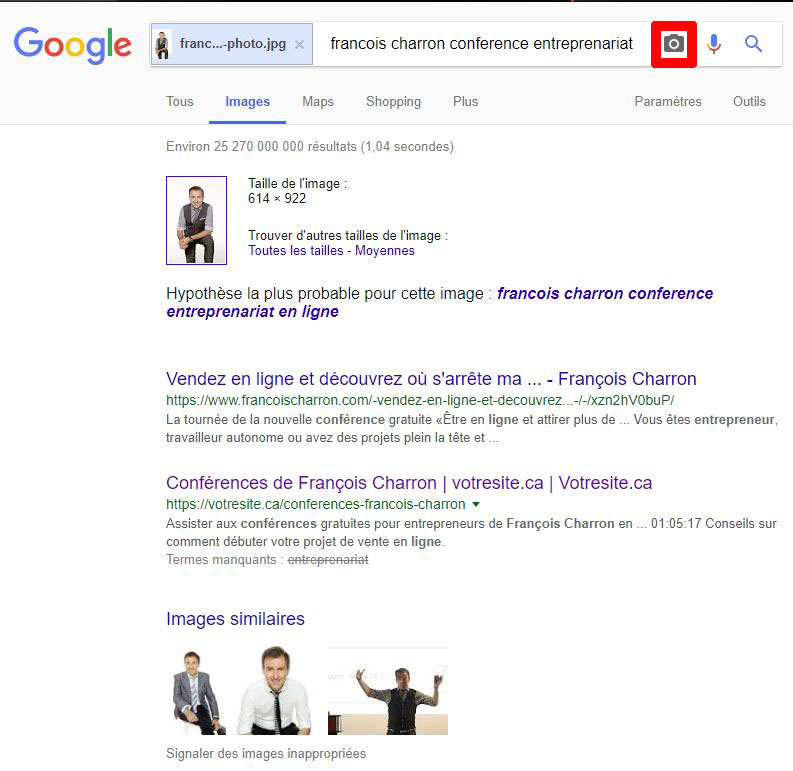 Recherche Google avec images