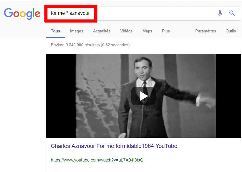 Recherche Google mot oublié *