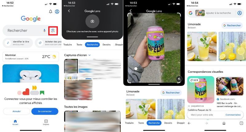 recherche Google par image sur iPhone