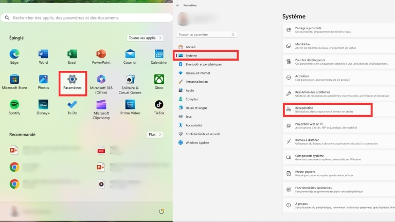 Étapes pour réinitialiser un ordinateur avec Windows 11