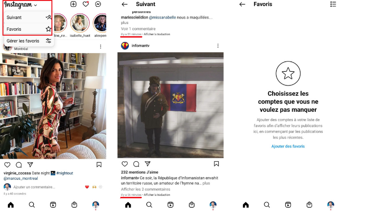 retour ordre chronologique fil actualit&eacute;s Instagram