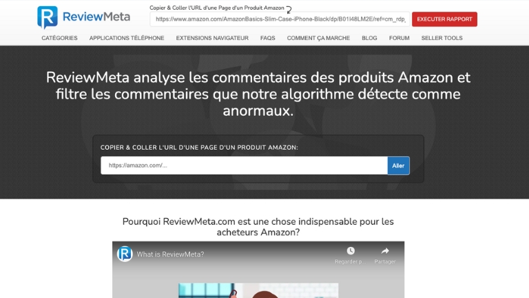 ReviewMeta nous aide à identifier si un produit vendu sur Amazon est potentiellement frauduleux.