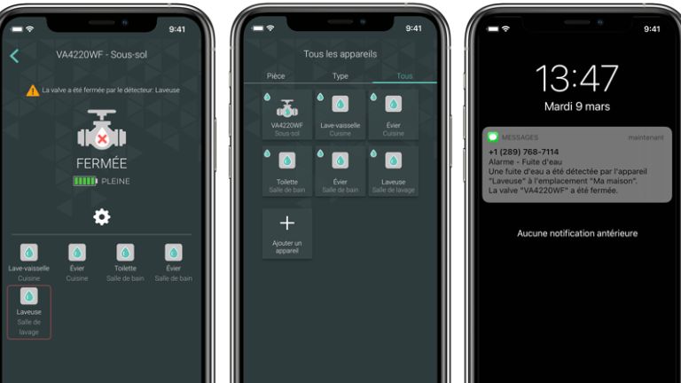 Sinopé Sedna aperçu application accueil notifications