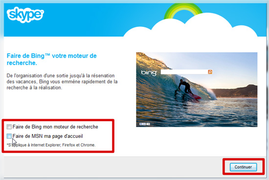 Skype installer Bing