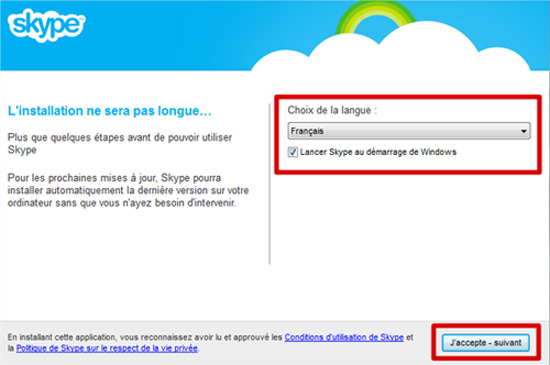 Skype langue