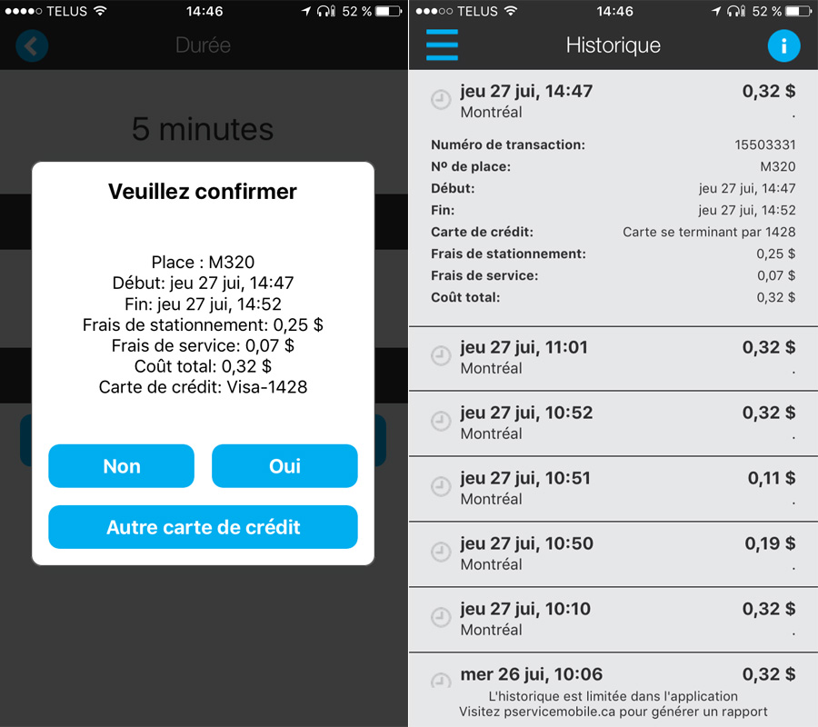 Application P$ Service Mobile Stationnement de Montr&eacute;al