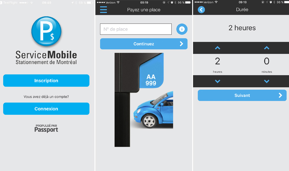 Application P$ Service Mobile Stationnement de Montr&eacute;al