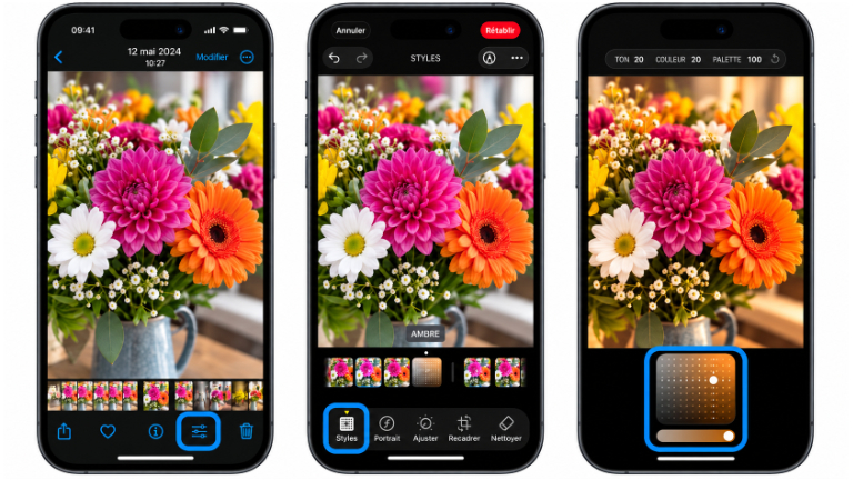 Vous pouvez changer le style de vos photos, même après les avoir prises.