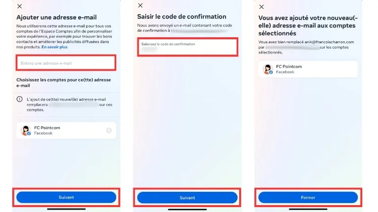 Étapes pour changer une adresse courriel sur Facebook à partir de l'application mobile Étapes pour changer une adresse courriel sur Facebook à partir de l'application mobile
