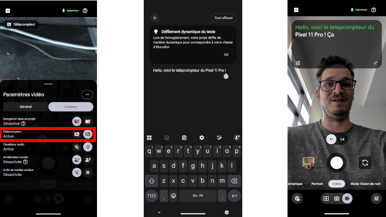 Pixel 11 Pro téléprompteur