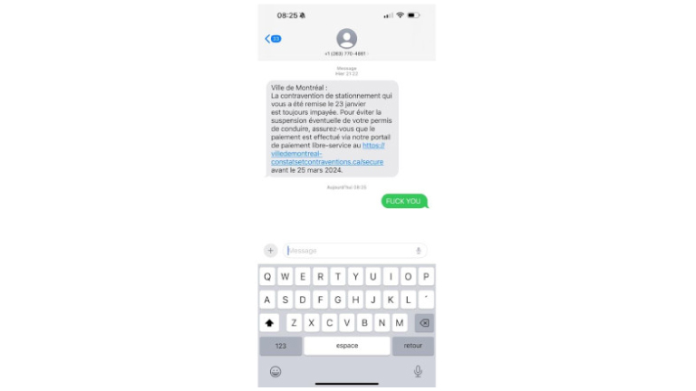 Faux texto stationnement