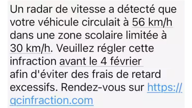 Faux texto exc&egrave;s de vitesse