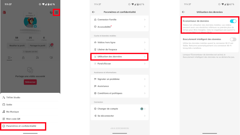Comment activer &eacute;conomiseurs de donn&eacute;es sur Tik Tok
