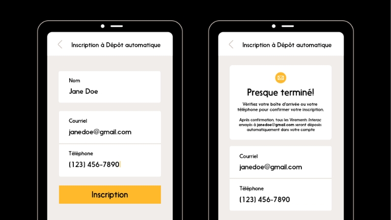 Voici les étapes pour s'inscrire au Dépôt automatique du Virement Interac.