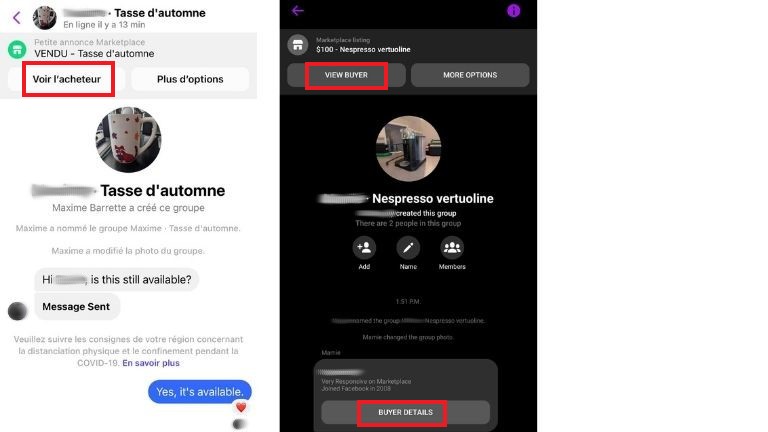 comment voir profil d'un acheteur Marketplace