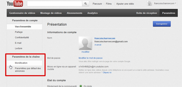 YouTube mon&eacute;tisation