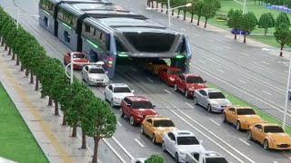 Un bus surélevé qui passe au-dessus des autos dévoilé en Chine