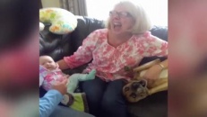 Un chien complètement jaloux du bébé