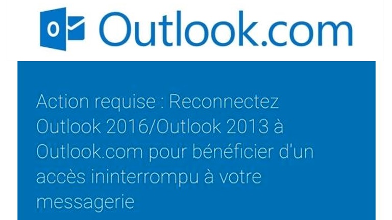 Reconnecter Outlook 2016 ou Outlook 2013 à Outlook.com 
