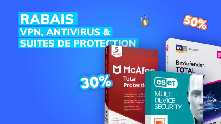 Rabais sur les antivirus, VPN et suites de protection
