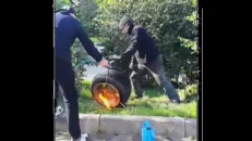 Gonfler un pneu avec du feu