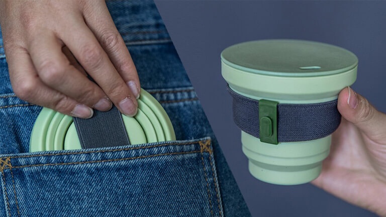 Cette tasse à café réutilisable peut se ranger dans votre poche arrière 