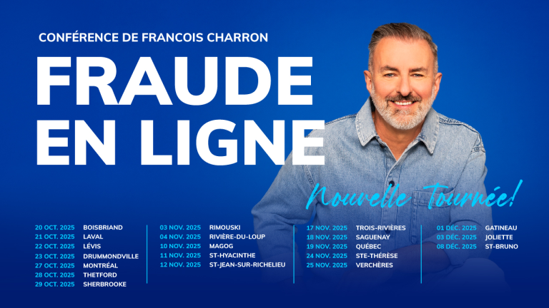 Venez voir ma conférence sur les fraudes en ligne en tournée Venez voir ma conférence sur les fraudes en ligne en tournée