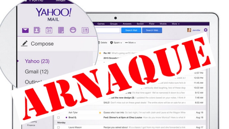 Courriel d'hameçonnage Yahoo dirigeant vers une fausse page de connexion